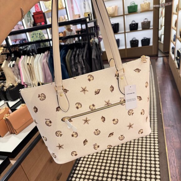 coach Gallery Tote Bag With Shell Print cbm12 - Picture 2 of 9